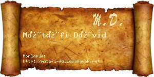 Mátéfi Dávid névjegykártya
